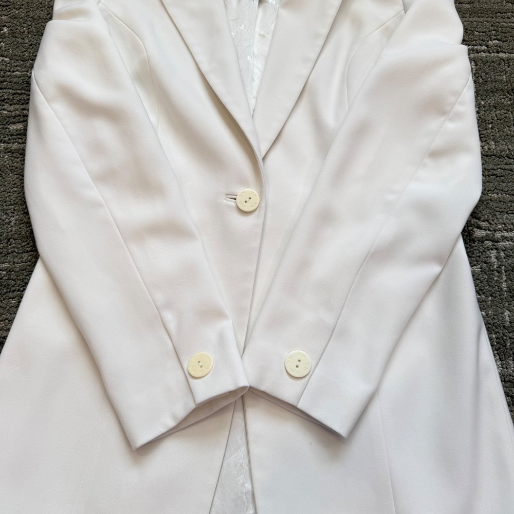 VN White Single Button Longline Blazer Jacket Size 2 - Picture 4 of 7